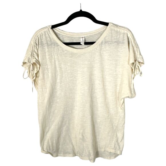 Anthropologie Tops - Daily Practice Anthropologie Cream Tie Sleeve Blouse Size Medium